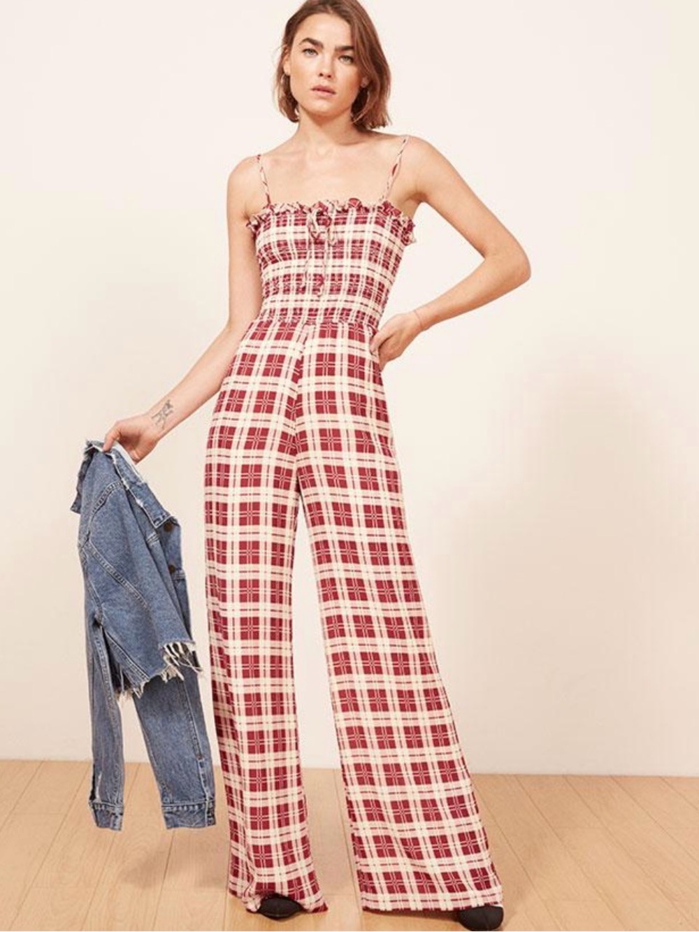 Reformation Pompano Highland Plaid Jumpsuit Women’s 6